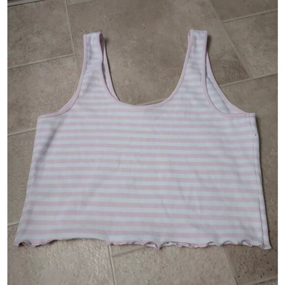 New Women’s Size Large Stoney Clover X Target Pink & White Striped Crop Tank - Picture 4 of 4